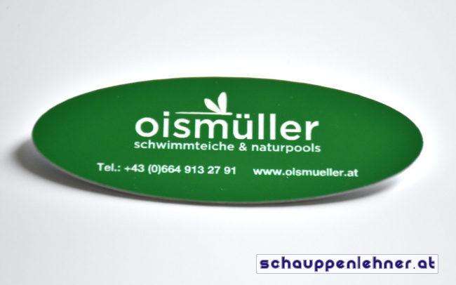 Grüner Anstecker von Oismüller Schwimmteiche