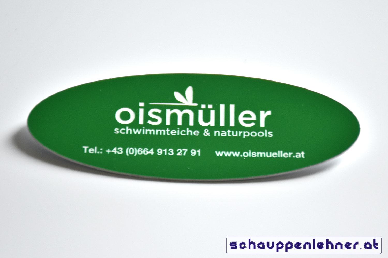 Grüner Anstecker von Oismüller Schwimmteiche